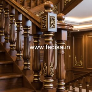 Premium Brass Wood Staircase Handrails No-0112