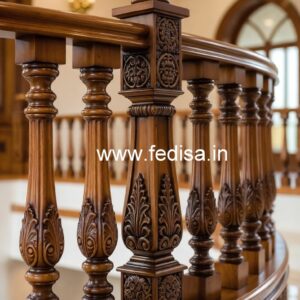 Elegant Brass Wood Staircase Design Trends No-0117
