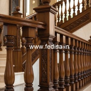 Stylish Brass Wood Fence with Glass Panels No-0118