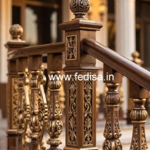 Stylish Brass Wood Stair Railings with Modern Look No-0123