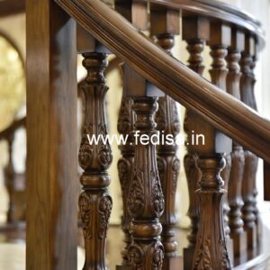Elegant Brass Wood Staircase Interior Inspiration No-0128