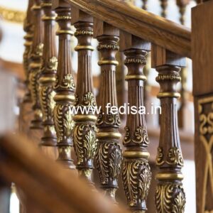 Premium Brass Wood Balcony Handrails No-0130