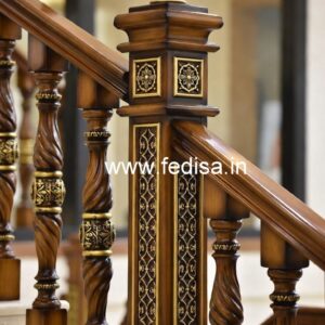 Decorative Brass Wood Balcony Fence Ideas No-0136