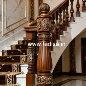 Premium Brass Wood Balcony Railings for Villas No-0148