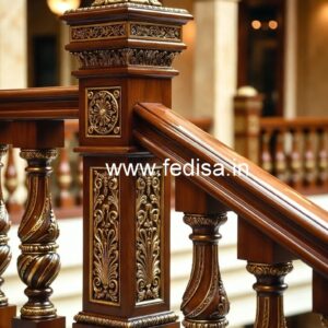 Elegant Brass Wood Railings for Staircase No-0153