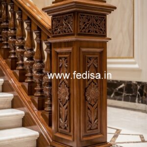 Stylish Brass Wood Staircase Side Railings No-0158