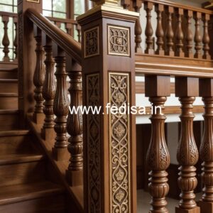 Luxury Brass Wood Staircase Handrails for Duplex No-0168