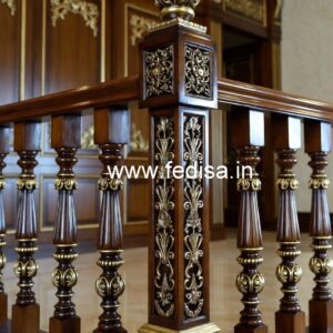 Modern Brass Wood Railings for Interior Staircase No-0171