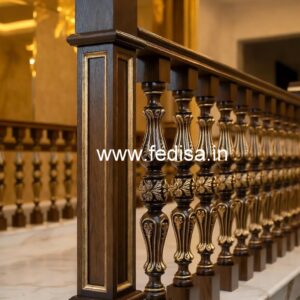 Premium Brass Wood Balcony Fence Inspiration No-0173