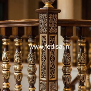 Stylish Brass Wood Railings for Rich Interiors No-0175