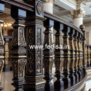 Elegant Brass Wood Balcony Safety Railings No-0176