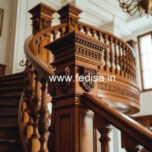 Stylish Brass Wood Staircase Decor Inspiration No-0180