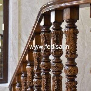 Modern Brass Wood Balcony Handrails with LED Lights No-0188