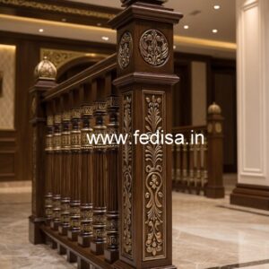 Premium Brass Wood Balcony Safety Fence Ideas No-0193