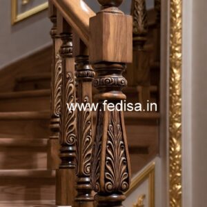 Elegant Brass Wood Railings with Artistic Look No-0199