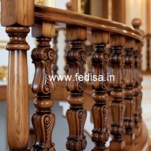 Brass Wood Railing Design for Modern Staircase No-0201