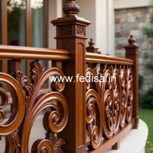 Elegant Brass Wood Staircase Fence Design No-0204