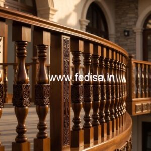 Decorative Brass Wood Interior Stair Railings No-0205