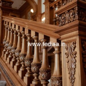 Modern Brass Wood Staircase with Glass Railings No-0207