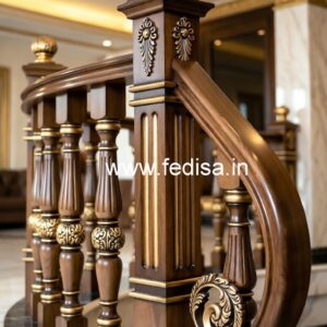 Stylish Brass Wood Balcony Design for Homes No-0213