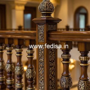 Luxury Brass Wood Staircase Side Railings No-0229
