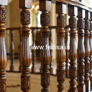 Elegant Brass Wood Railings with Decorative Pattern No-0232
