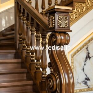 Stylish Brass Wood Railings with Rich Finish No-0237