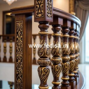 Modern Brass Wood Balcony Decor with LED Lights No-0242
