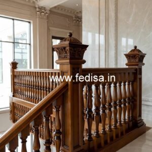 Elegant Brass Wood Railings for Balcony Design No-0244
