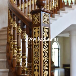 Decorative Brass Wood Handrails for Luxury Interiors No-0246