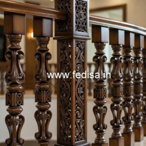 Modern Brass Wood Balcony Railings Inspiration No-0260