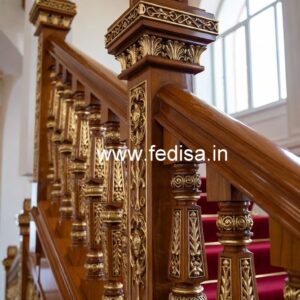 Modern Brass Wood Staircase Side Fence Inspiration No-0266
