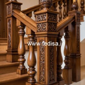 Modern Brass Wood Railings for Elegant Interiors No-0272