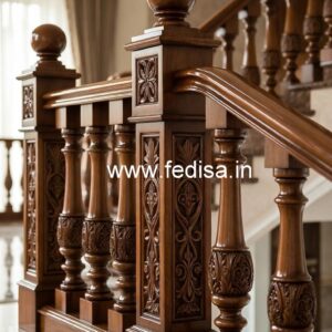 Elegant Brass Wood Balcony Safety Railings Collection No-0274