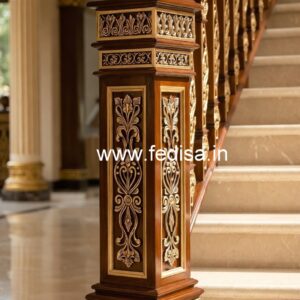 Stylish Brass Wood Staircase Decor Collection No-0279
