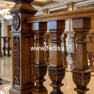 Premium Brass Wood Balcony Fence Design Trends No-0281