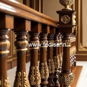 Elegant Brass Wood Balcony Collection for Modern Homes No-0292