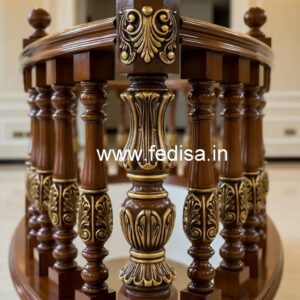 Elegant Brass Wood Handrail Design Inspiration No-0298
