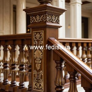 Decorative Brass Wood Staircase Decor for Luxury Villas No-0300
