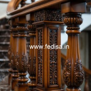 Modern Brass Wood Stair Railing Design No-0302