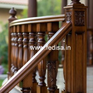 Luxury Brass Wood Balcony Railing Design No-0304