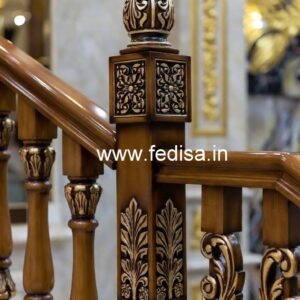 Elegant Brass Wood Staircase Railings No-0305