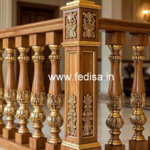 Brass and Wooden Stair Railings for Home No-0312