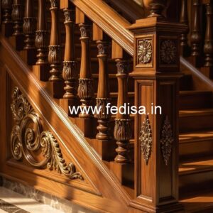 Modern Brass Wood Interior Railings No-0320