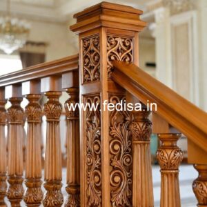 Decorative Brass and Wood Balcony Railings No-0322
