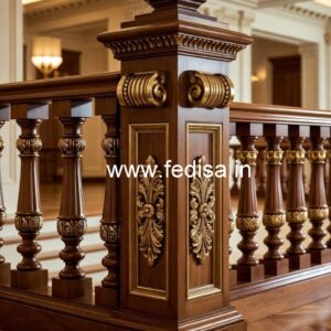 Brass Wood Stair Railings with LED Lights No-0330