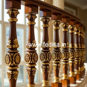 Brass Wood Staircase with Golden Finish No-0335