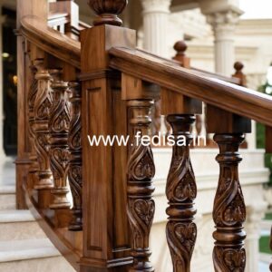 Modern Brass Wood Stair Fence Design No-0337