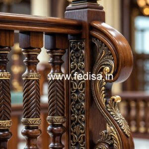Stylish Brass Wood Balcony Railings No-0338