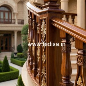 Brass Wood Staircase Design for Duplex Homes No-0361